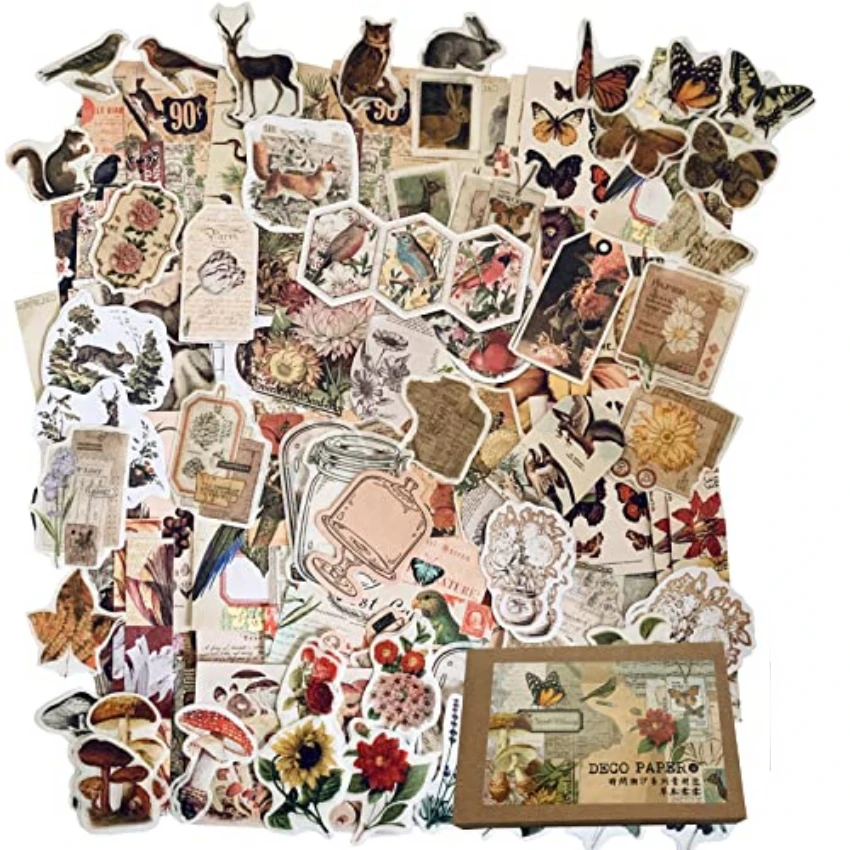 Vintage Junk Journal Scrapbooking Paper - Adesivi Vintage per Journaling Estetico -