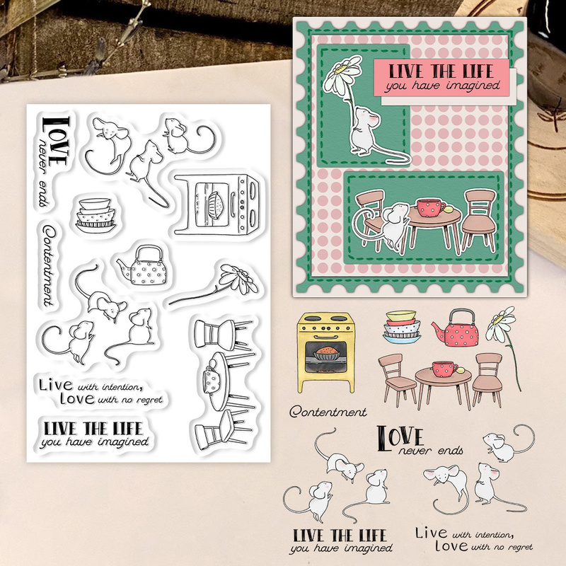 Clear Silicone Stamps For Card Making - Timbro Trasparente Suncraft Little Mouse &