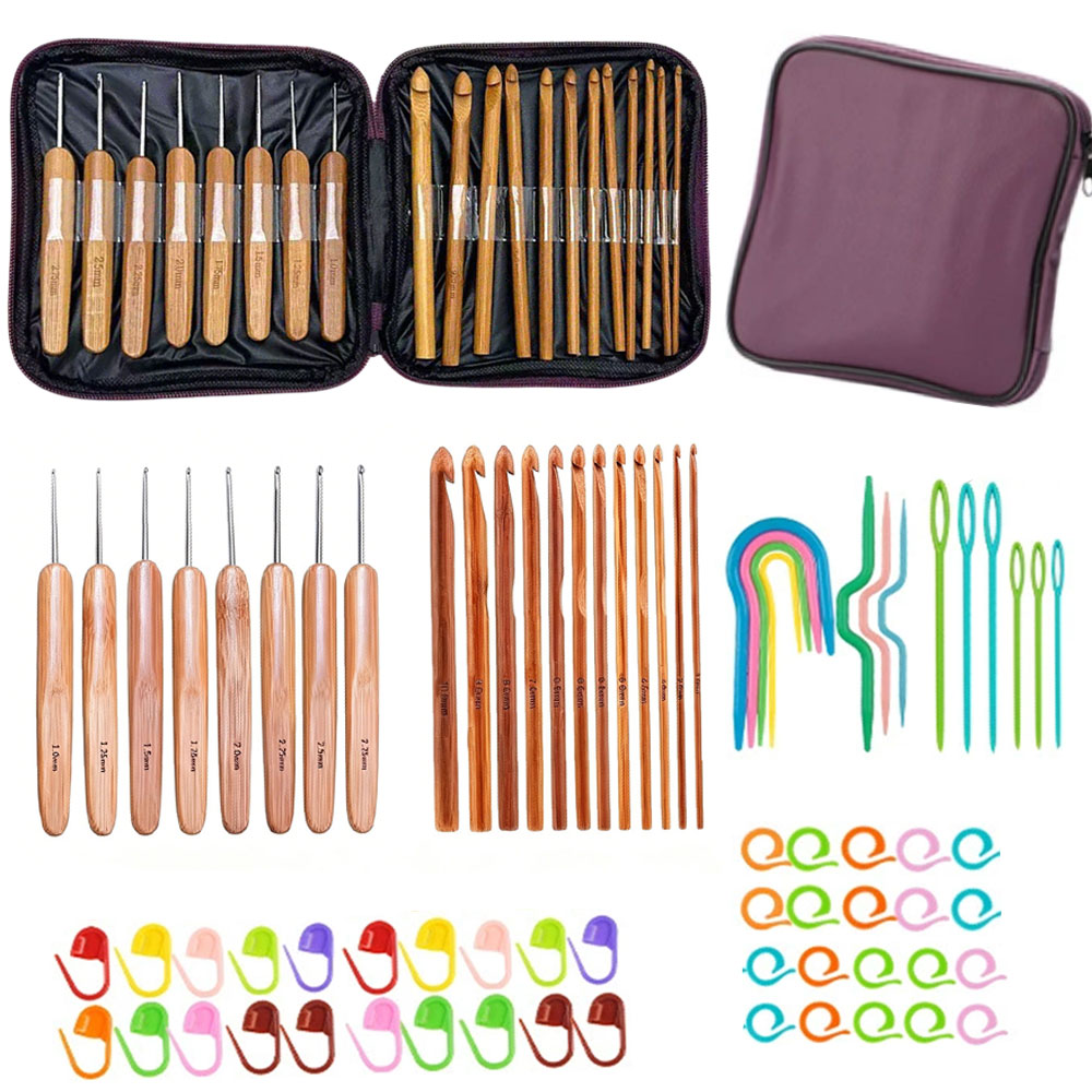 Sewing - Set di 74 uncinetti in bambù