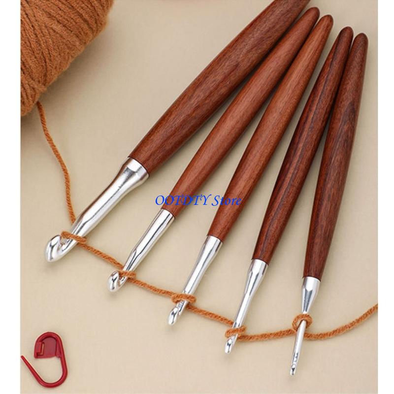 Wooden Crochet Hooks Ergonomic Handle - 367A 8 pezzi impugnatura ergonomica in