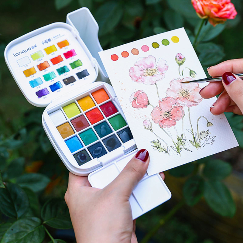 Watercolor Paint Set Solid Pigment - LANGUO 16 colori Set di colori