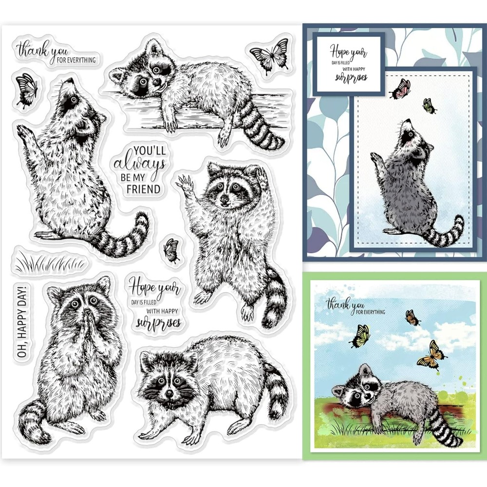 Clear Silicone Stamps For Card Making - Procioni realistici timbri trasparenti animali farfalla