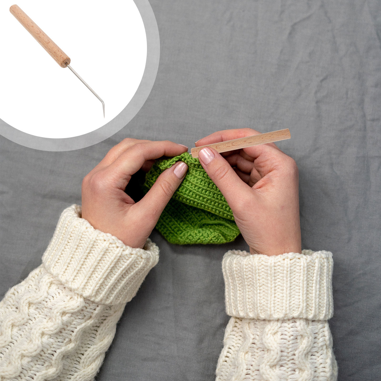 Wooden Crochet Hooks Ergonomic Handle - Set di 1 Uncinetto in Legno