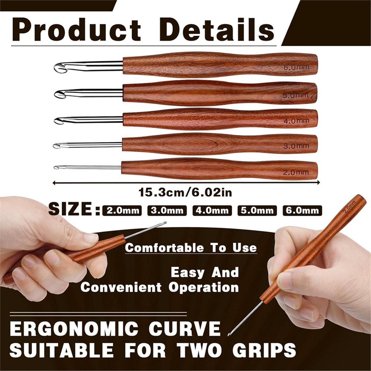 Set di 5 Uncinetti AT16, Uncin - Wooden Crochet Hooks Ergonomic Handle recensione e prezzo