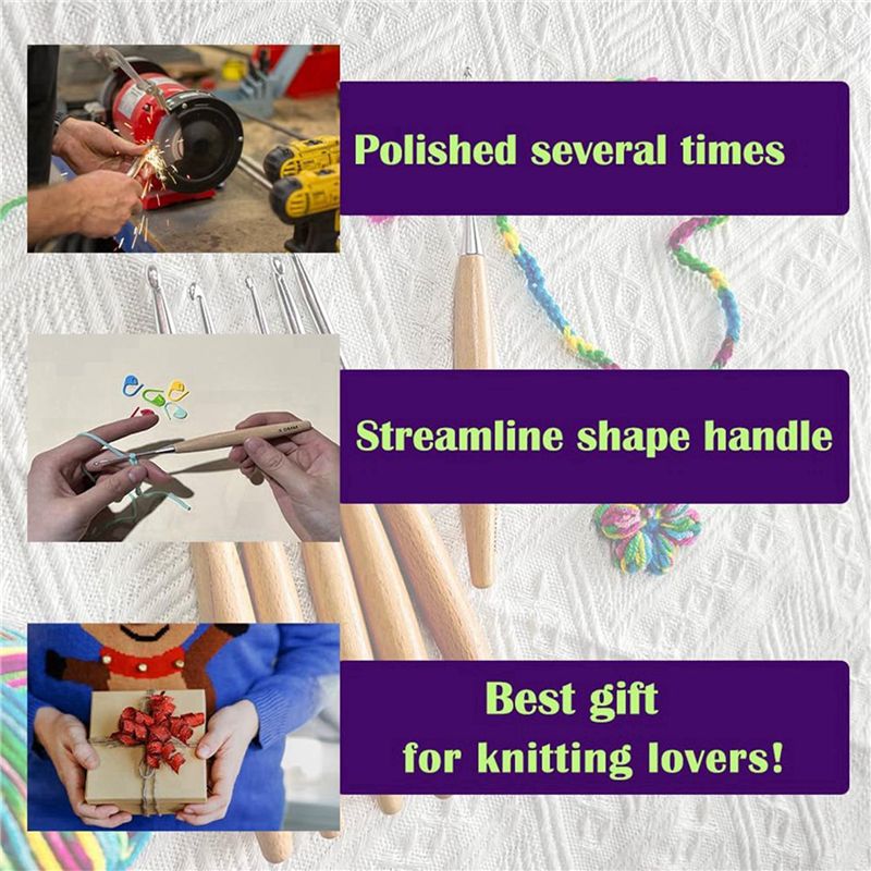 SEWS-80Pcs Set di Uncinetti in - Wooden Crochet Hooks Ergonomic Handle recensione e prezzo