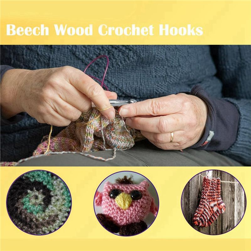 SEWS-80Pcs Set di Uncinetti in - Wooden Crochet Hooks Ergonomic Handle recensione e prezzo