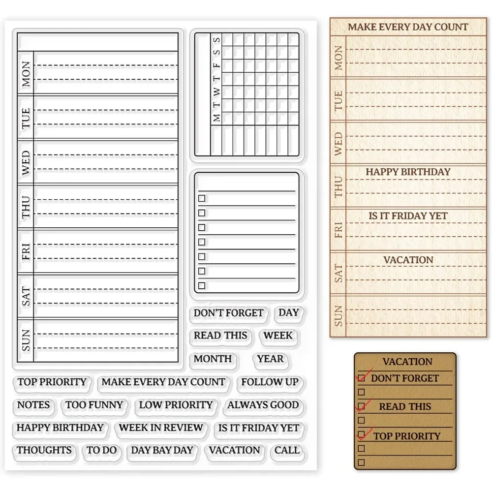 Piano settimanale Timbro trasp - Clear Silicone Stamps For Card Making recensione e prezzo