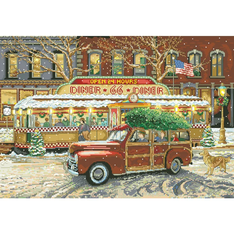 [[CC5130-66 Route Christmas Re - Cross Stitch Stamped Kits Beginners recensione e prezzo