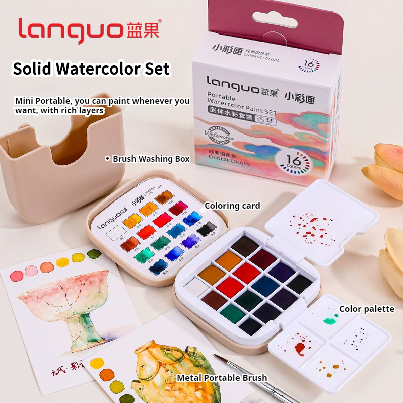 16 colori Languo Set di colori - Watercolor Paint Set Solid Pigment recensione e prezzo